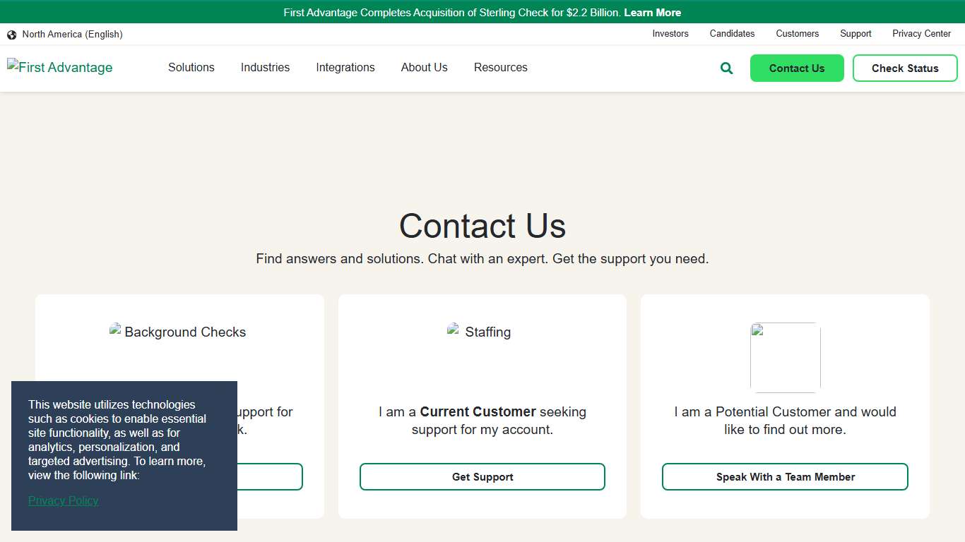 Contact Us First Advantage